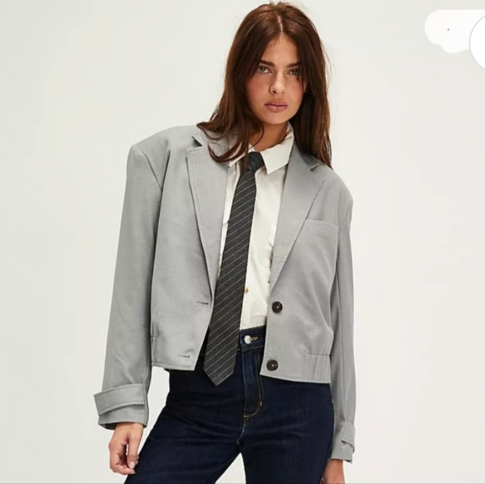 Free People NWTs Agnes Solid Jacket Heather Gray  HOST PICK  🎊🎉💞🔥